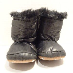 Robeez Baby Booties Sz 3-6 Months Black Asheville Boots Faux Fur Infant NEW